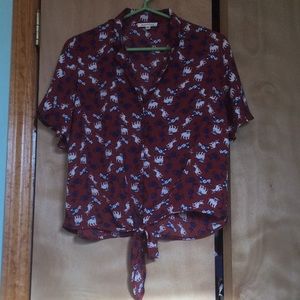 NWOT Monteau Puppy Print Blouse